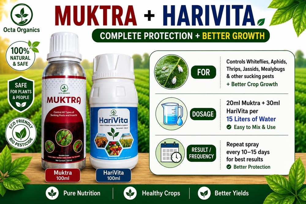 Muktra + HariVita Combo – Sucking Pest Control & Growth - Octa Organics and Fertilizers Pvt. Ltd.
